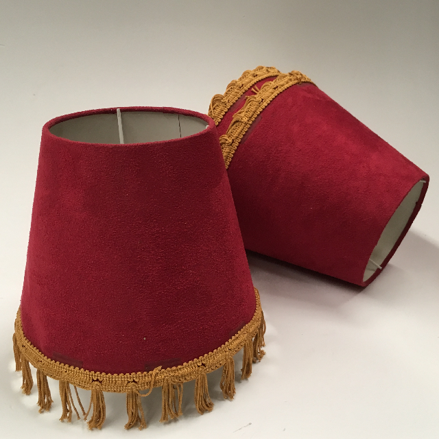 LAMPSHADE, Small (Arabian) Red Velvet w Gold Tassel 21cmD x 18cmH
